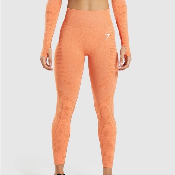 NWOT Gymshark Vital Seamless 2.0 Leggings, Orange Apricot Marl, size small - Picture 2 of 9